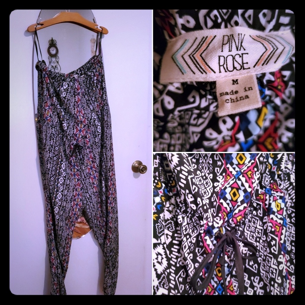 Pink Rose Strapless Jumpsuit